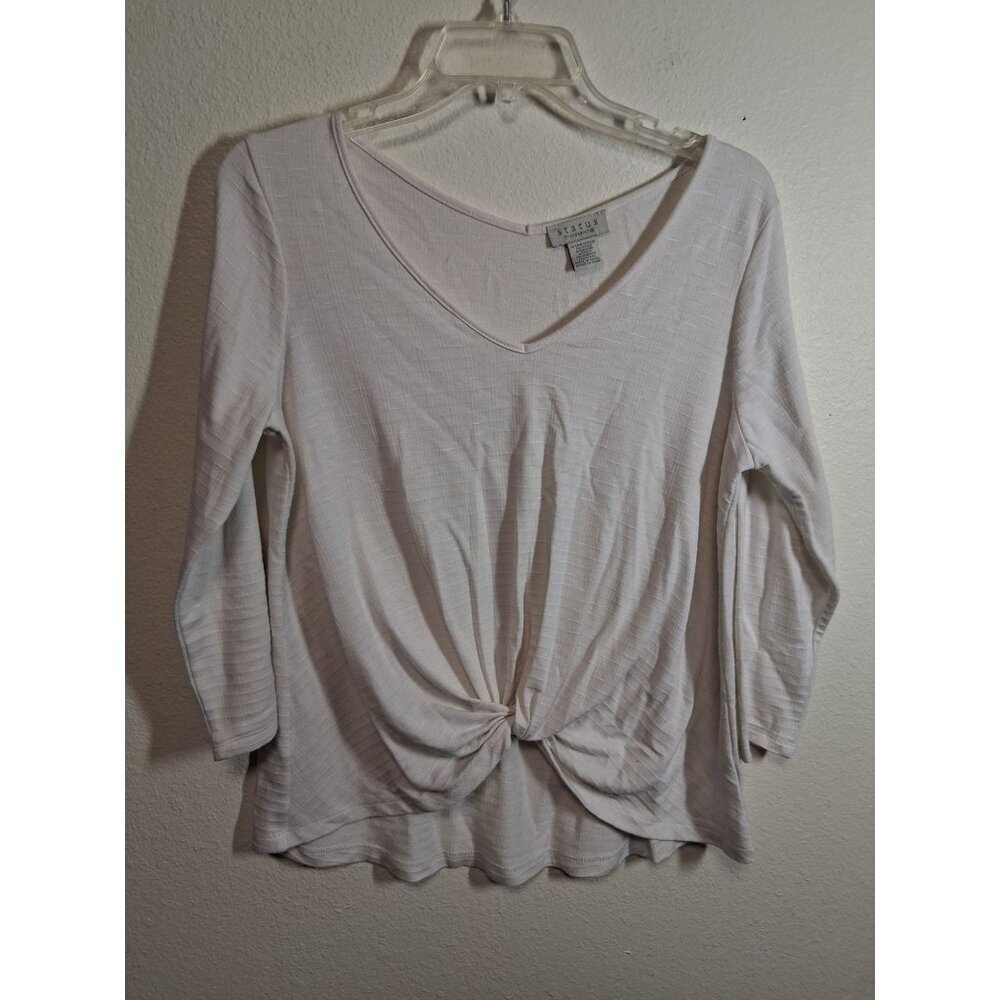 Status by Chenault Blouse Twist Front Business Casual Y2K White Size Medium